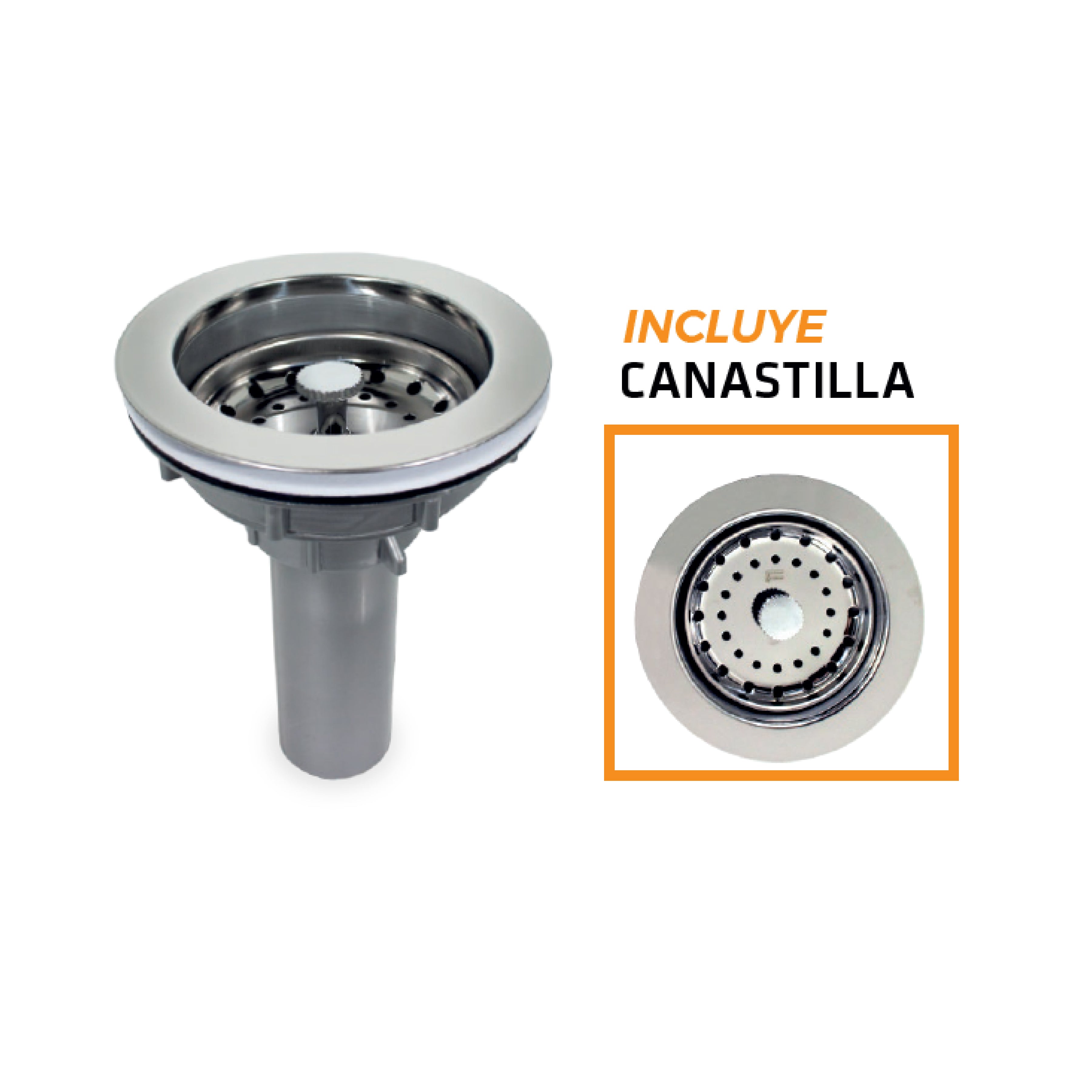 Desagüe PVC C/Canastilla Cromada 4" LB-9125 Caja - Fratelli